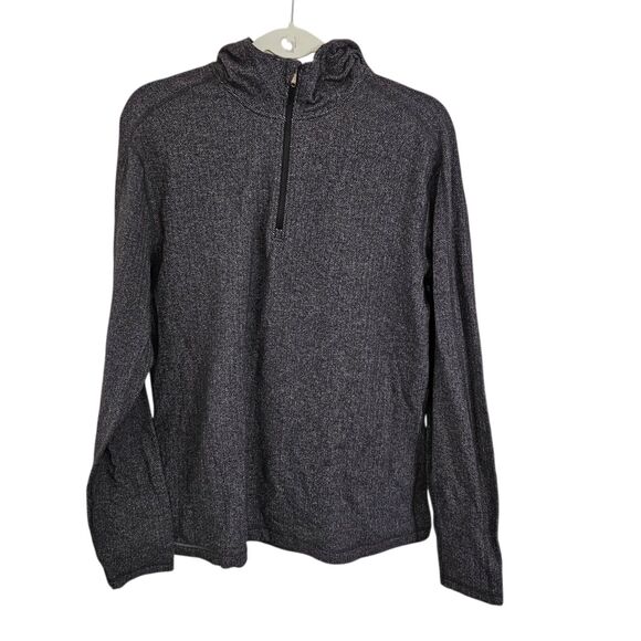 Lululemon Sweatshirt Mens Large Black Heather Surge Warm Hooded Half Zip Outdoor - Picture 1 of 8